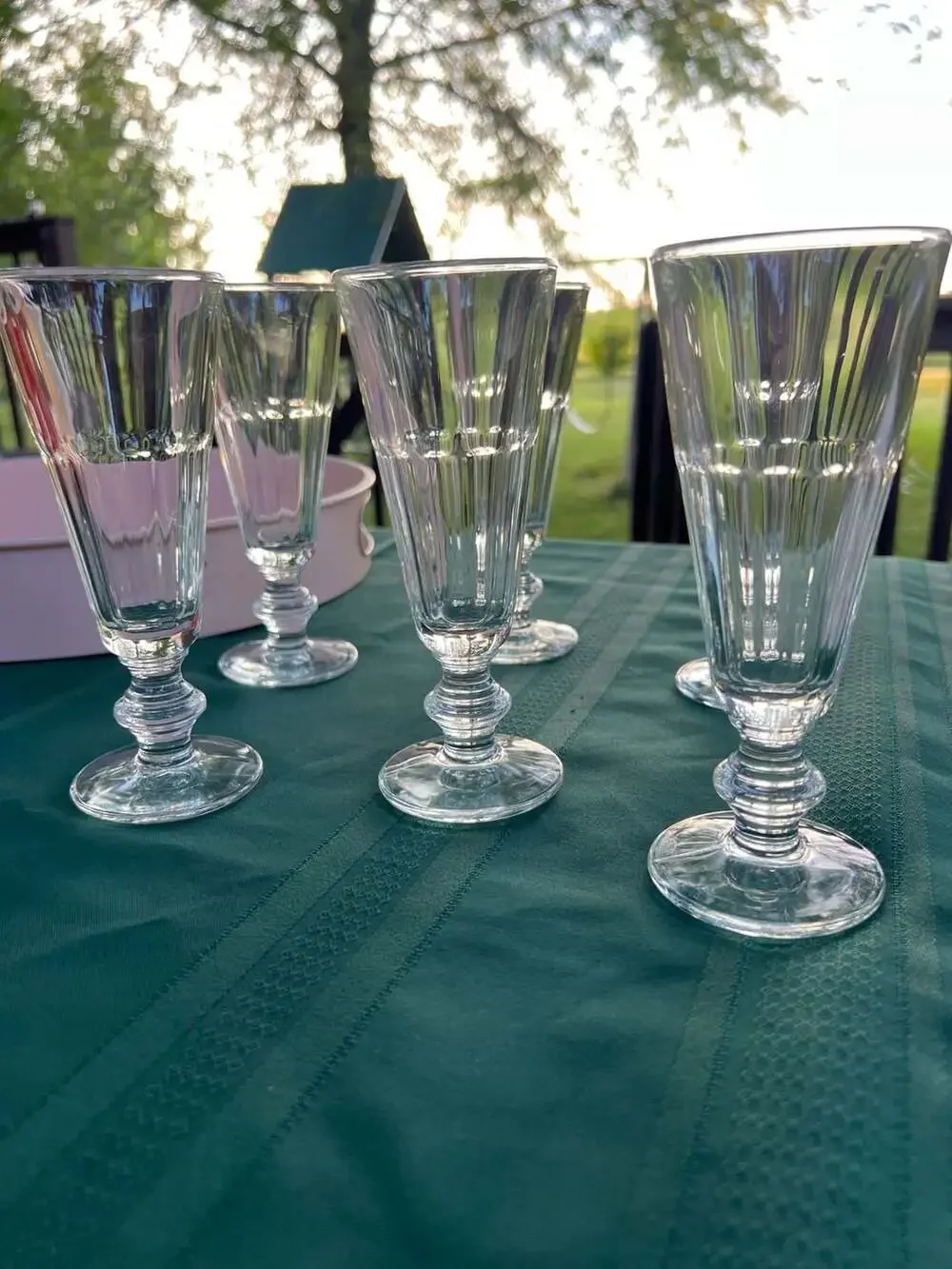 La Rochère French Pressed Glass Champagne Flute Set of 6
